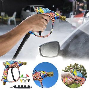Pištoľ pre vysokotlakový čistič - 5 trysiek, 1L nádoba na mydlo, kov | WASHGUN